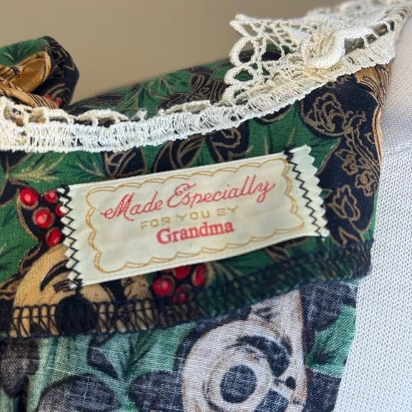 Vintage Handmade Floral Dress with Lace Collar Cottagecore Feminine Size 10/12 - Picture 8 of 14